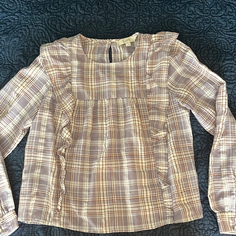 Loft Ruffled Peasant Top - Picture 2 of 6